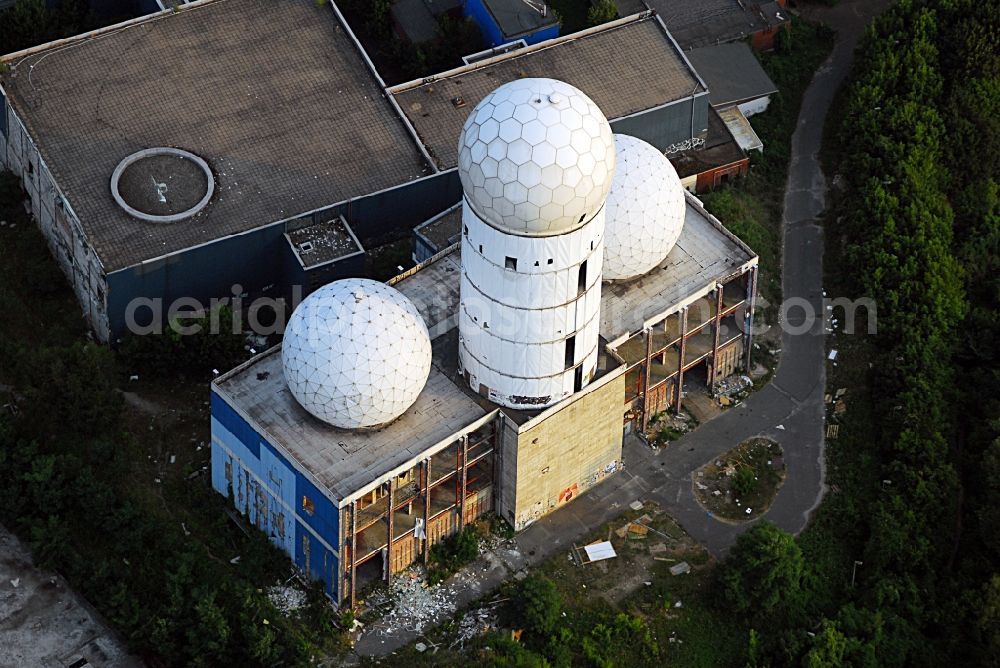 Berlin from above - Ruins of the former American military interception and radar system on the Teufelsberg in Berlin - Charlottenburg