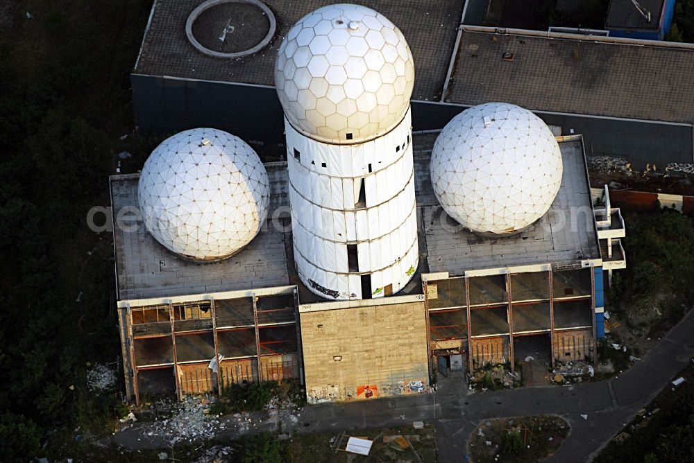 Berlin from above - Ruins of the former American military interception and radar system on the Teufelsberg in Berlin - Charlottenburg