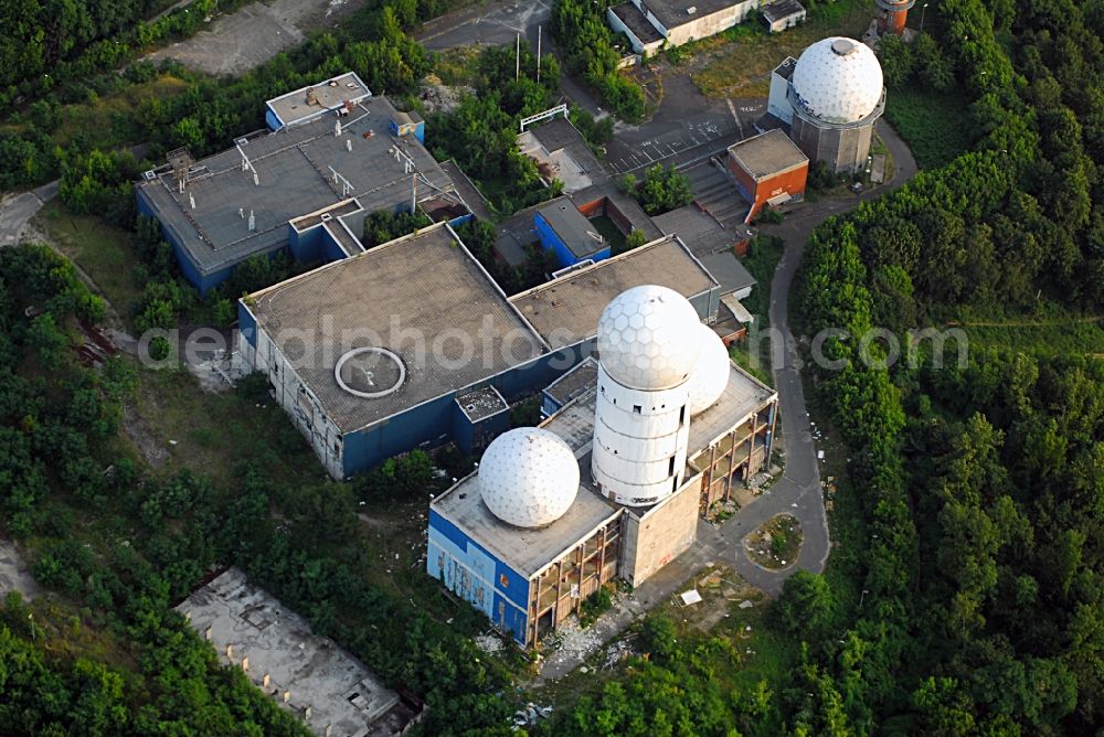 Berlin from above - Ruins of the former American military interception and radar system on the Teufelsberg in Berlin - Charlottenburg