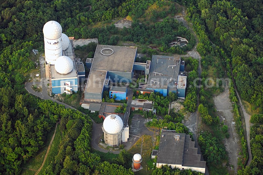 Berlin from the bird's eye view: Ruins of the former American military interception and radar system on the Teufelsberg in Berlin - Charlottenburg