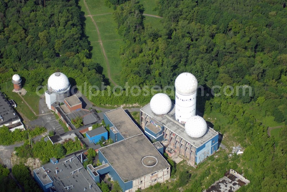 Aerial photograph Berlin - Ruins of the former American military interception and radar system on the Teufelsberg in Berlin - Charlottenburg