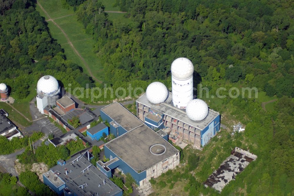 Berlin from above - Ruins of the former American military interception and radar system on the Teufelsberg in Berlin - Charlottenburg