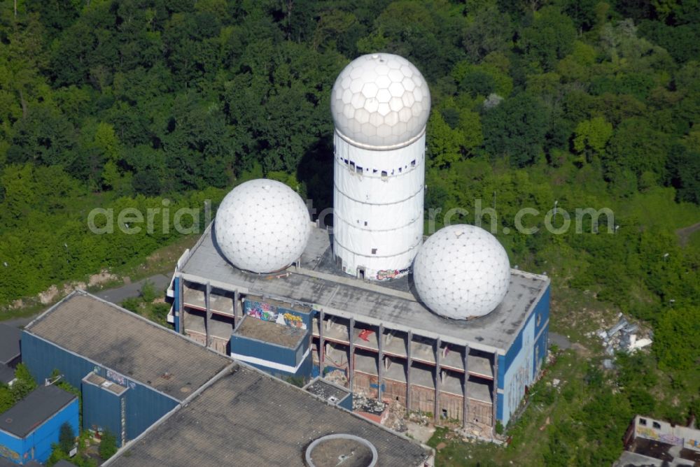 Aerial photograph Berlin - Ruins of the former American military interception and radar system on the Teufelsberg in Berlin - Charlottenburg