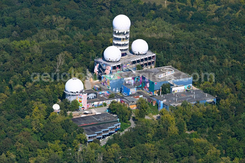 Berlin from the bird's eye view: Ruins of the former American military interception and radar system on the Teufelsberg in Berlin - Charlottenburg