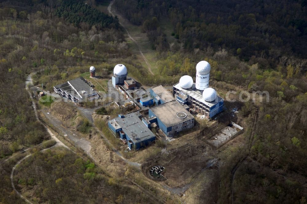 Berlin from above - Ruins of the former American military interception and radar system on the Teufelsberg in Berlin - Charlottenburg