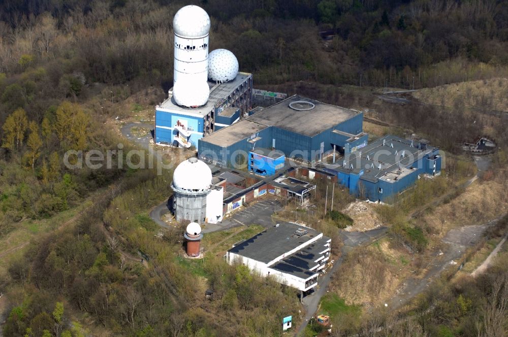 Berlin from the bird's eye view: Ruins of the former American military interception and radar system on the Teufelsberg in Berlin - Charlottenburg