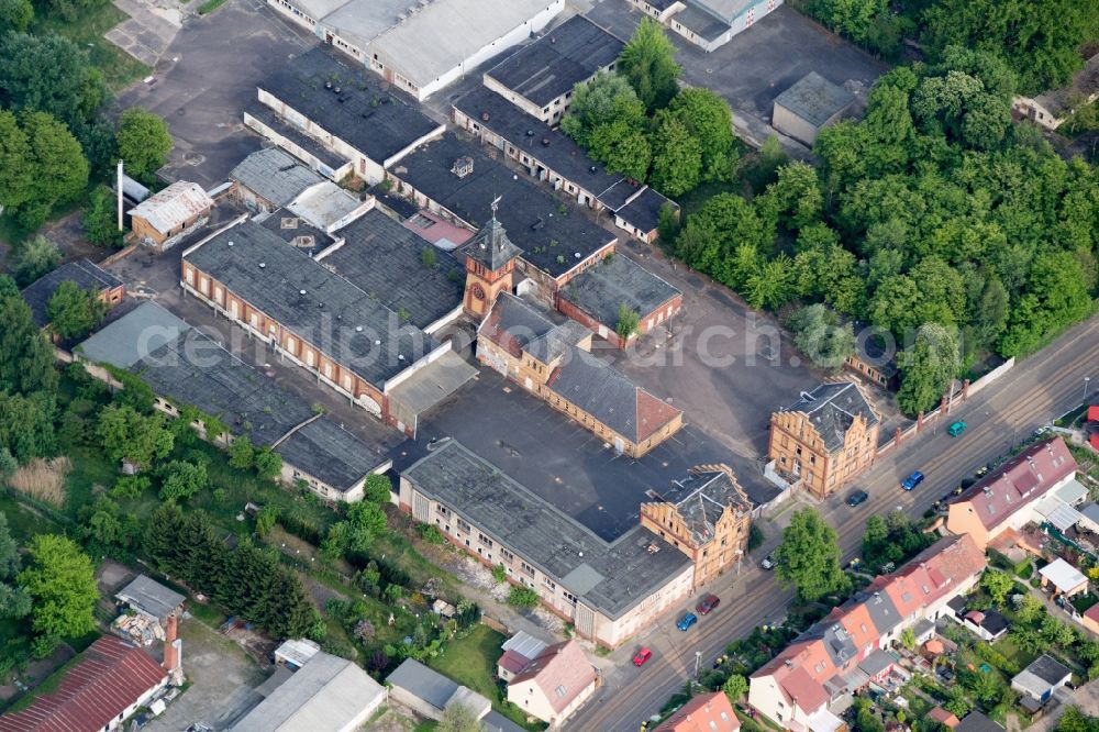 Frankfurt (Oder) from the bird's eye view: Ruins of the former slaughterhouse at the Herbert Jensch-street location in Frankfurt (Oder) in Brandenburg