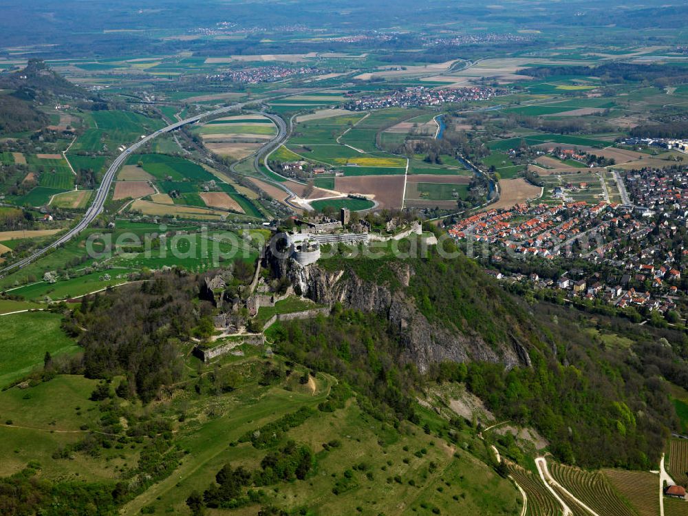 Aerial image Singen ( Hohentwiel ) - View of the fortress Hohentwiel, a former fortress on the summit of the volcanic source Hohentwiel Hegau