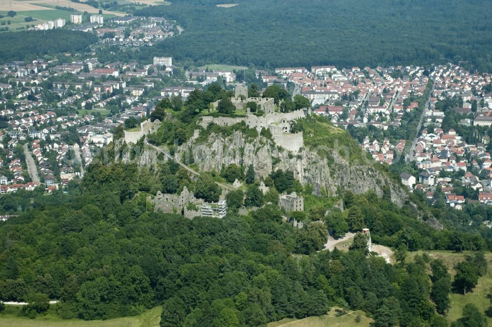 Hohentwiel from the bird's eye view: View of the fortress Hohentwiel, a former fortress on the summit of the volcanic source Hohentwiel Hegau