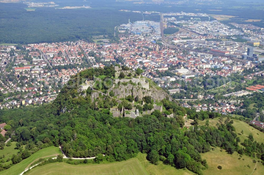 Aerial photograph Hohentwiel - View of the fortress Hohentwiel, a former fortress on the summit of the volcanic source Hohentwiel Hegau