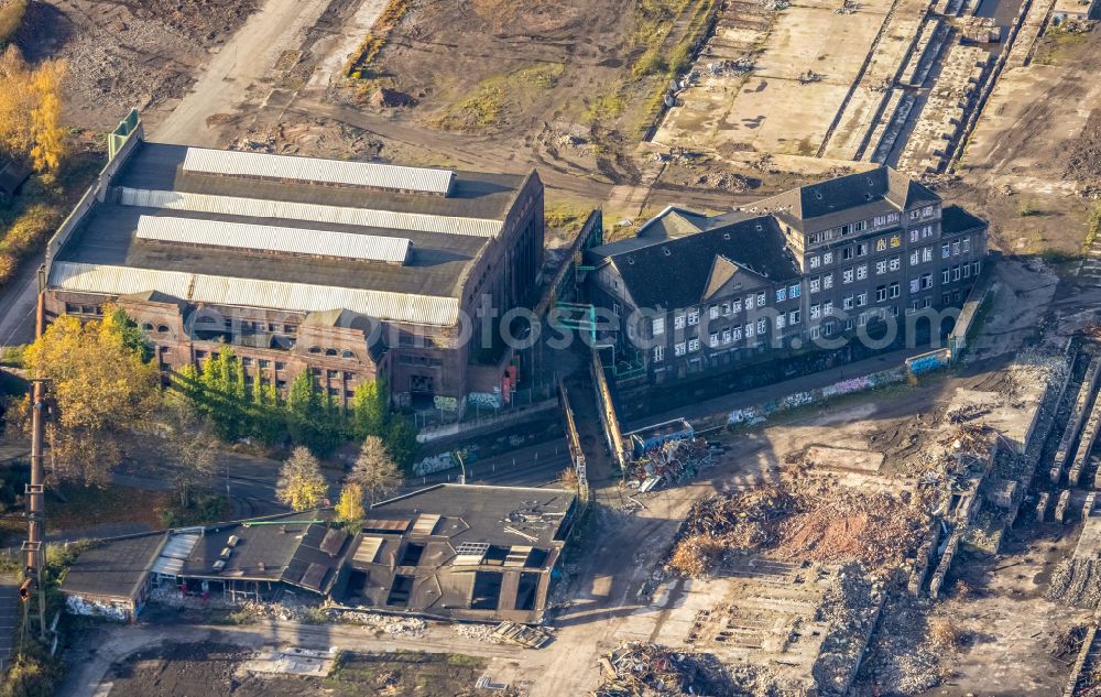 Aerial image Dortmund - Ruin the buildings and halls the formerly Hoesch-Stahl AG on street Huckarder Strasse in the district Union in Dortmund at Ruhrgebiet in the state North Rhine-Westphalia, Germany