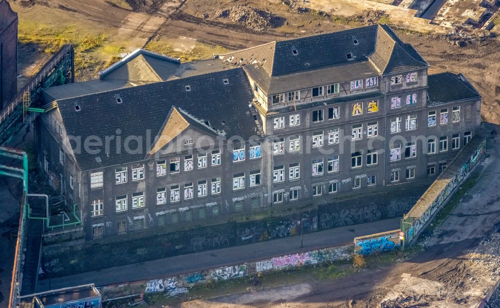 Aerial photograph Dortmund - Ruin the buildings and halls the formerly Hoesch-Stahl AG on street Huckarder Strasse in the district Union in Dortmund at Ruhrgebiet in the state North Rhine-Westphalia, Germany