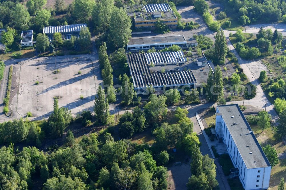 Aerial photograph Halbe - Ruin the buildings and halls in Halbe in the state Brandenburg, Germany