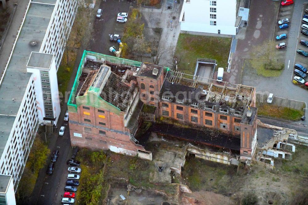 Aerial photograph Dessau - Ruin the buildings and halls on Hobuschgasse in Dessau in the state Saxony-Anhalt, Germany