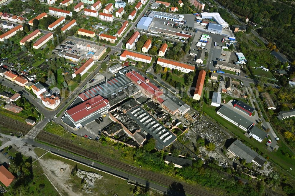 Aerial image Haldensleben - Ruin the buildings and halls on Koehlerstrasse in Haldensleben in the state Saxony-Anhalt, Germany