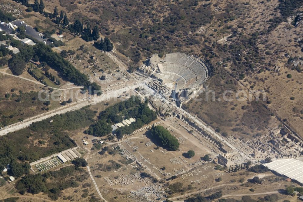 Aerial image Selcuk - View of the Grand Theatre at Efes. The ruins of Ephesus are now near Selcuk in Turkey