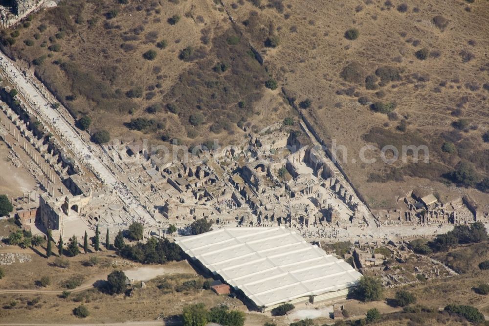 Selcuk from above - View of the Grand Theatre at Efes. The ruins of Ephesus are now near Selcuk in Turkey