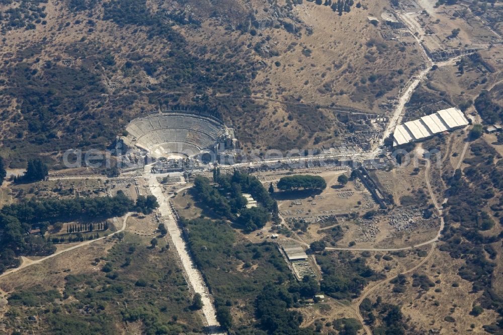 Aerial image Selcuk - View of the Grand Theatre at Efes. The ruins of Ephesus are now near Selcuk in Turkey