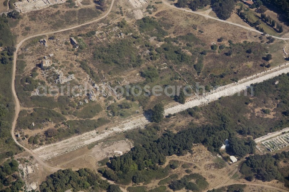 Aerial photograph Selcuk - View of the Grand Theatre at Efes. The ruins of Ephesus are now near Selcuk in Turkey