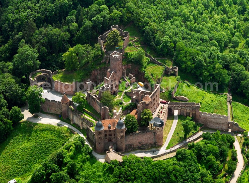 Aerial photograph Wertheim - Ruins of the hilltop castle Wertheim Castle in Baden-Württemberg