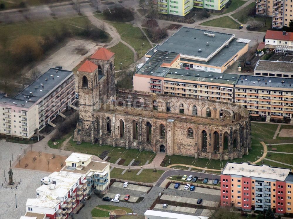 Aerial image Zerbst/Anhalt - Ruins of St. Nicholas Church in Zerbst in Saxony-Anhalt