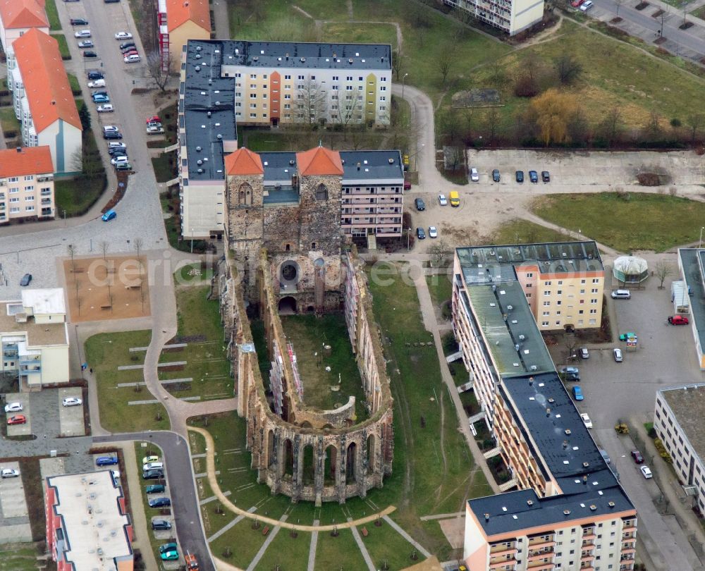 Zerbst/Anhalt from above - Ruins of St. Nicholas Church in Zerbst in Saxony-Anhalt