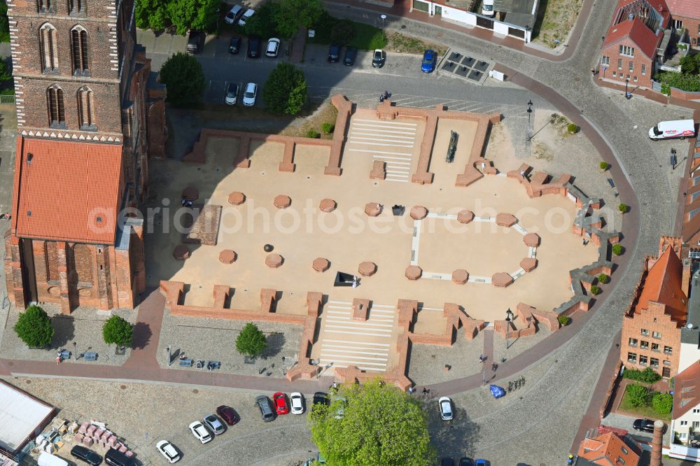 Hansestadt Wismar from the bird's eye view: Ruins of church building St. Marien in Wismar in the state Mecklenburg - Western Pomerania, Germany