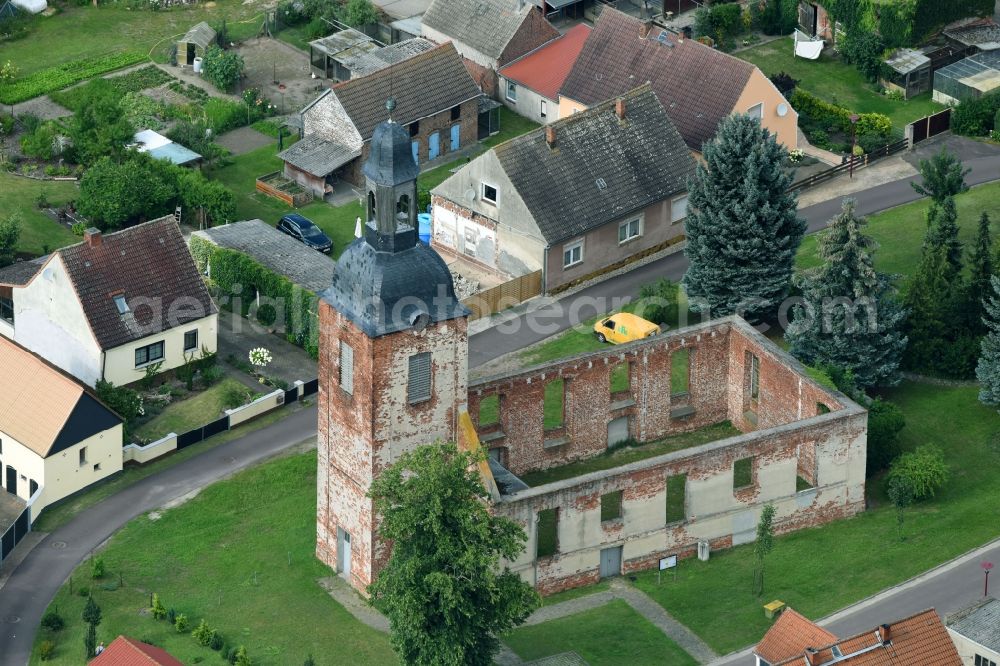 Aerial photograph Zabakuck - Ruins of church building Dorfkirche in Zabakuck in the state Saxony-Anhalt, Germany