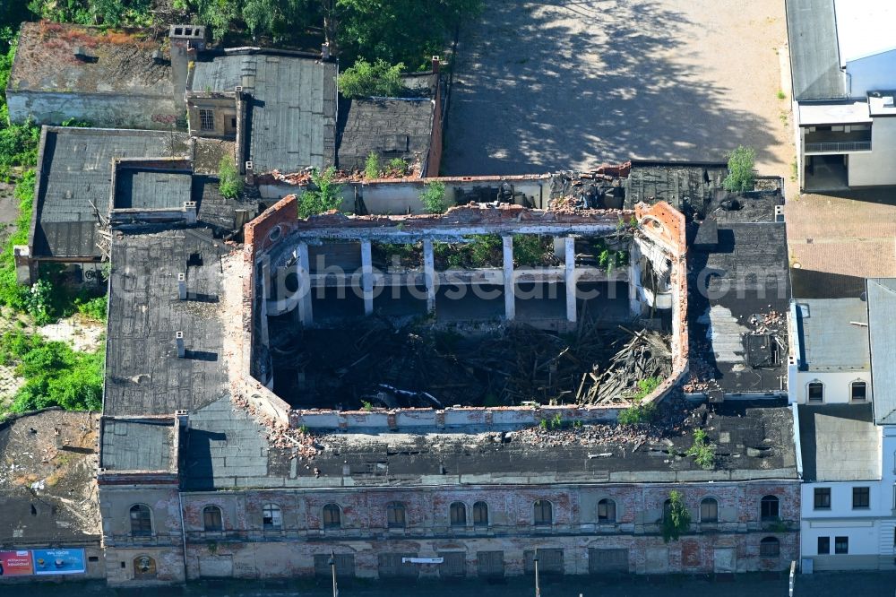 Magdeburg from above - Fire- Ruins Kristallpalast on Fuchsberg in Magdeburg in the state Saxony-Anhalt, Germany