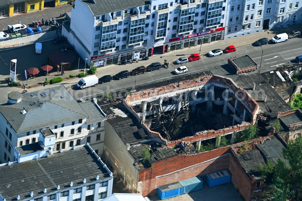 Aerial photograph Magdeburg - Fire- Ruins Kristallpalast on Fuchsberg in Magdeburg in the state Saxony-Anhalt, Germany