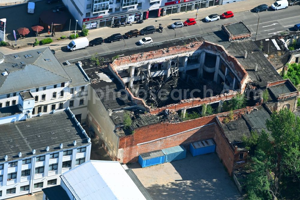 Magdeburg from above - Fire- Ruins Kristallpalast on Fuchsberg in Magdeburg in the state Saxony-Anhalt, Germany