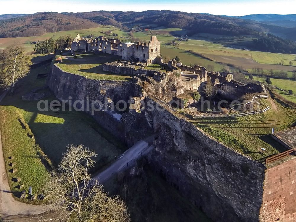 Emmendingen from the bird's eye view: Ruins and vestiges of the former castle and fortress in the district Hochburg in Emmendingen in the state Baden-Wuerttemberg