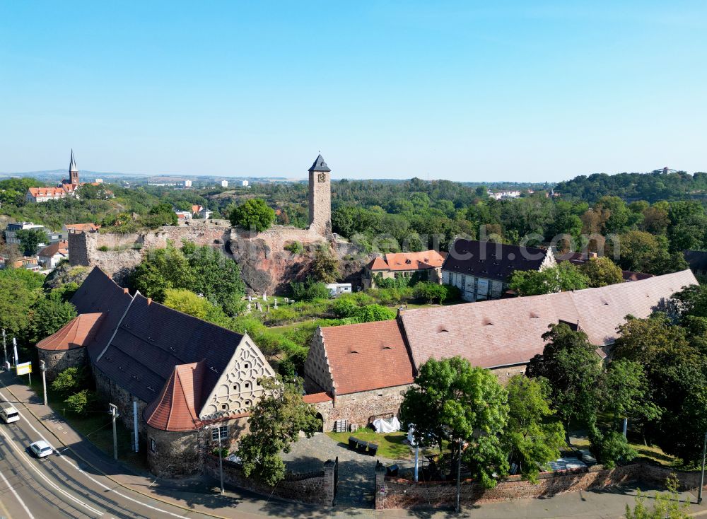 Halle / Saale from the bird's eye view: Ruins and vestiges of the former castle and fortress Burg Giebichenstein in Halle (Saale) in the winter in the state Saxony-Anhalt, Germany