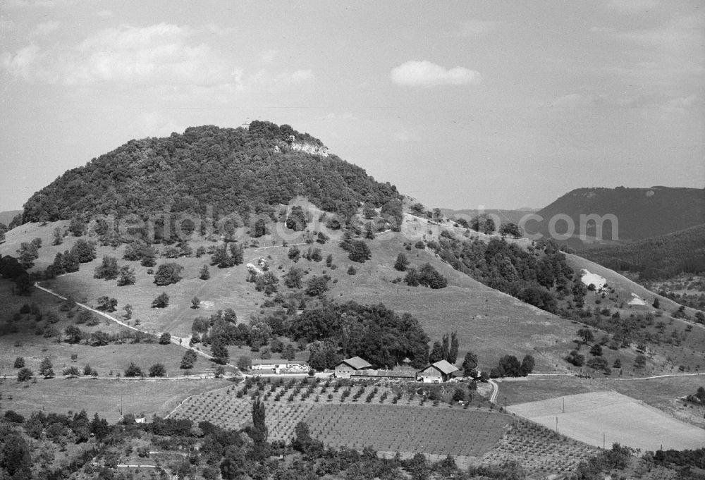 Reutlingen from the bird's eye view: Ruins and vestiges of the former castle Achalm in Reutlingen in the state Baden-Wuerttemberg, Germany