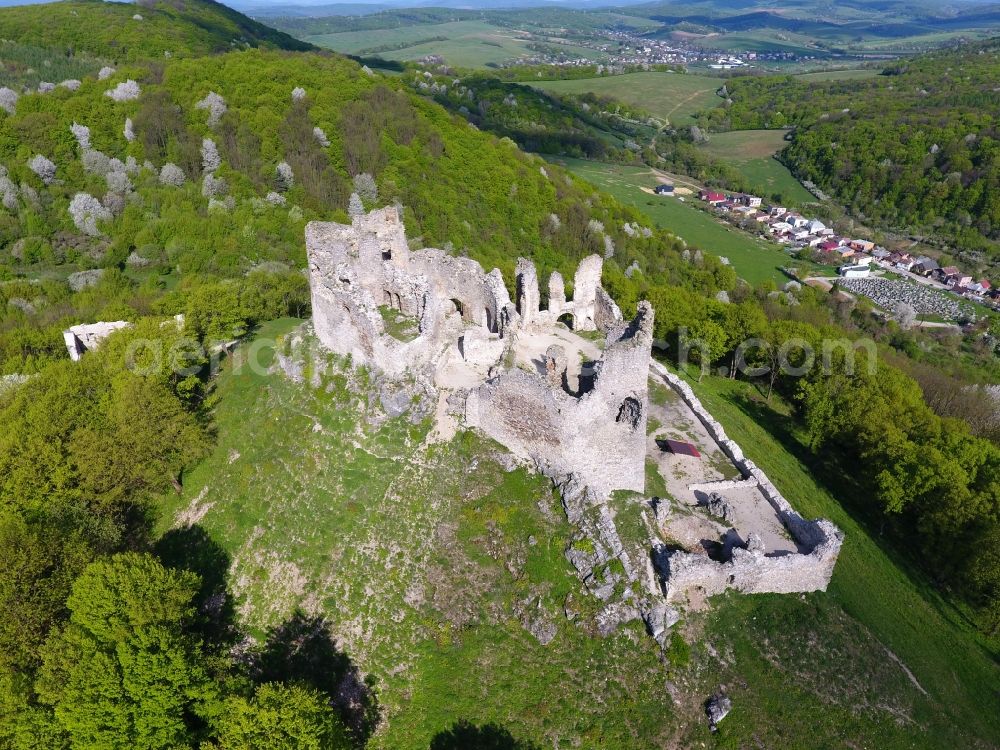 Aerial photograph Brekov - Ruins and vestiges of the former castle in Brekov in Presovsky kraj, Slovakia