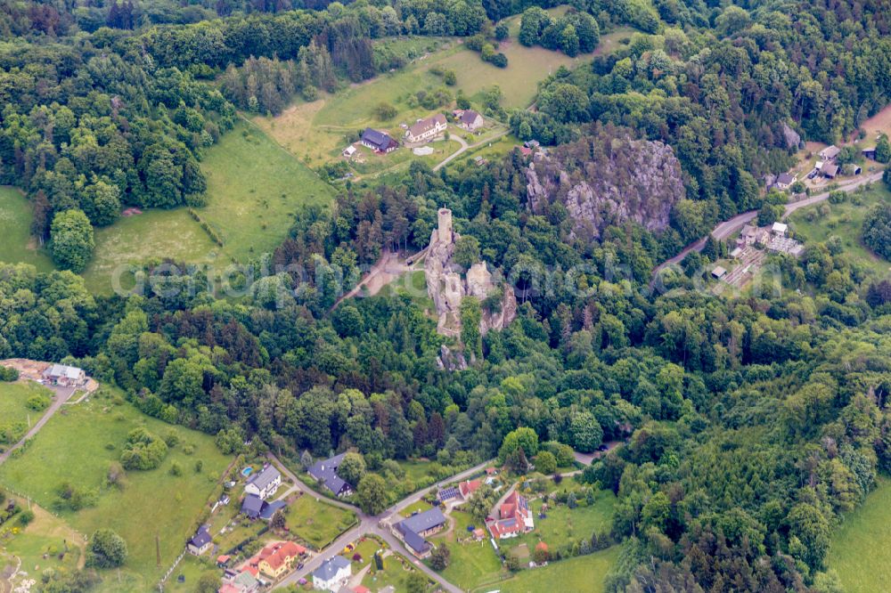 Aerial photograph Fr?d?tejn - Ruins and vestiges of the former castle Friedstein in Frydstejn in Liberecky kraj, Czech Republic