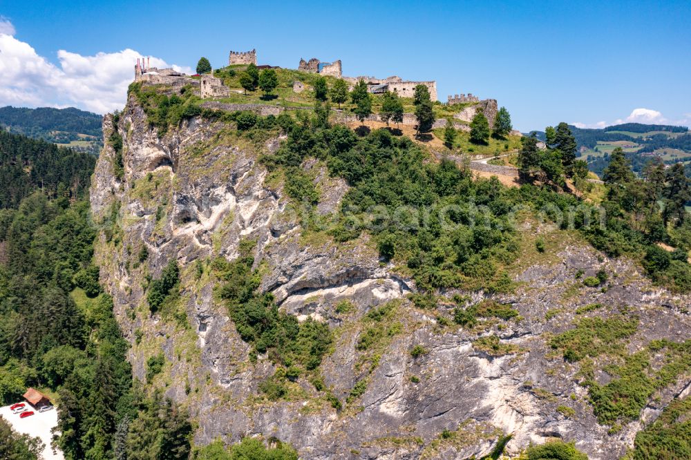 Griffen from above - Ruins and vestiges of the former castle Griffen in Kaernten, Austria