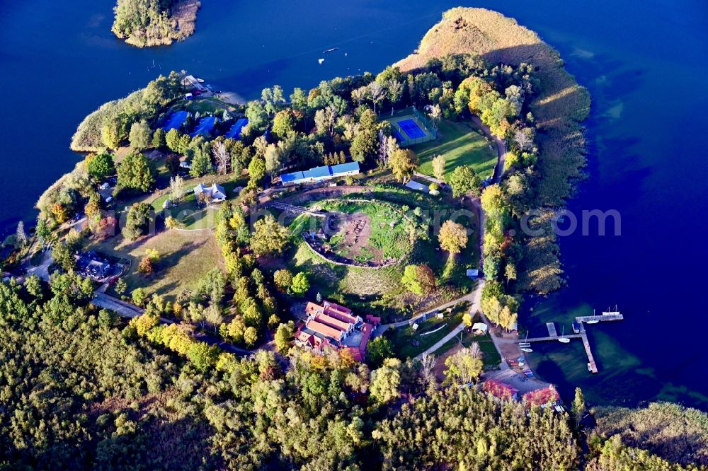 Aerial image Moryn - Ruins and vestiges of the former castle in Moryn in Woiwodschaft Westpommern, Poland