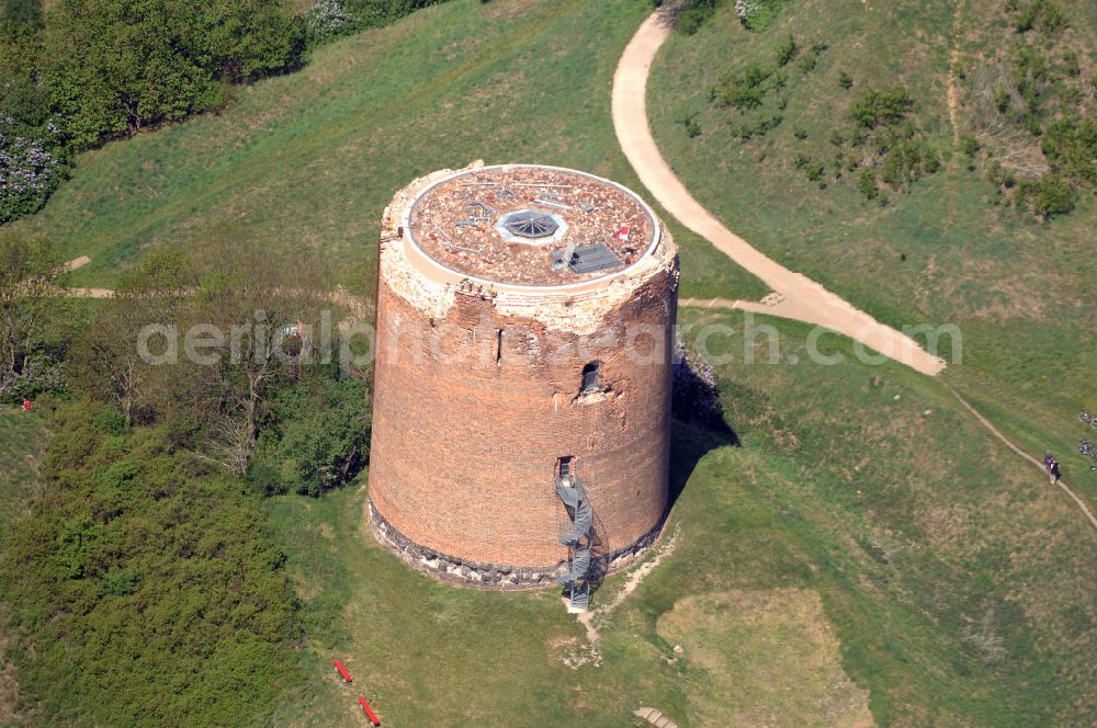 Aerial image Stolpe - Ruins and vestiges of the former castle Stolper Turm - Gruetzpott in Stolpe in the Uckermark in the state Brandenburg, Germany