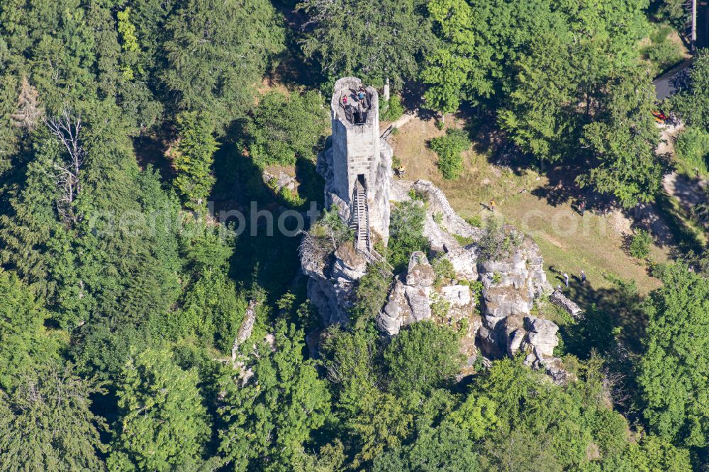Aerial image Waldershof - Ruins and vestiges of the former castle Weissenstein in Waldershof in the state Bavaria, Germany