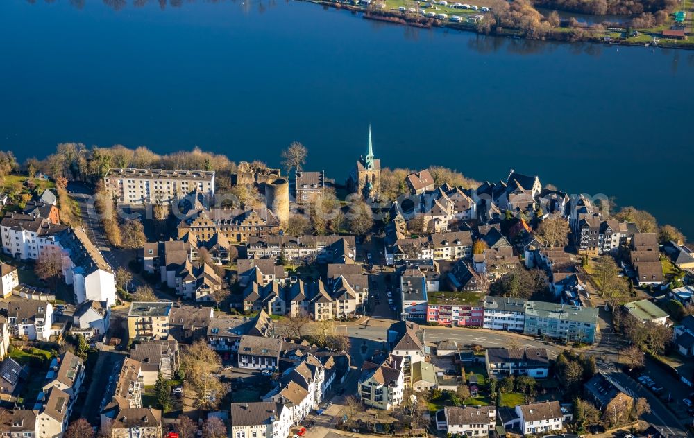 Aerial photograph Wetter (Ruhr) - Ruins and vestiges of the former castle and fortress Im Kirchspiel in Wetter (Ruhr) in the state North Rhine-Westphalia, Germany