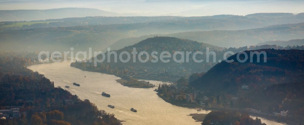 Aerial photograph Königswinter - Ruins and vestiges of the former castle and fortress Drachenfels in Koenigswinter in the state North Rhine-Westphalia