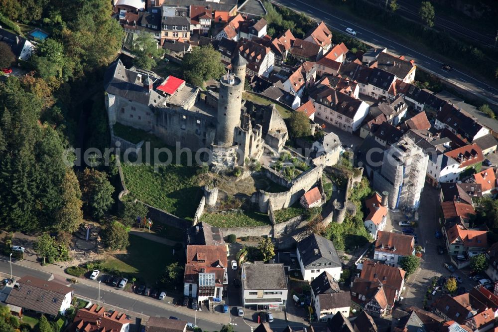 Aerial image Eppstein - Ruins and vestiges of the former castle and fortress in Eppstein in the state Hesse