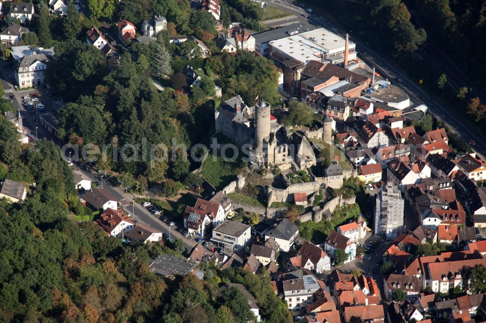 Eppstein from above - Ruins and vestiges of the former castle and fortress in Eppstein in the state Hesse