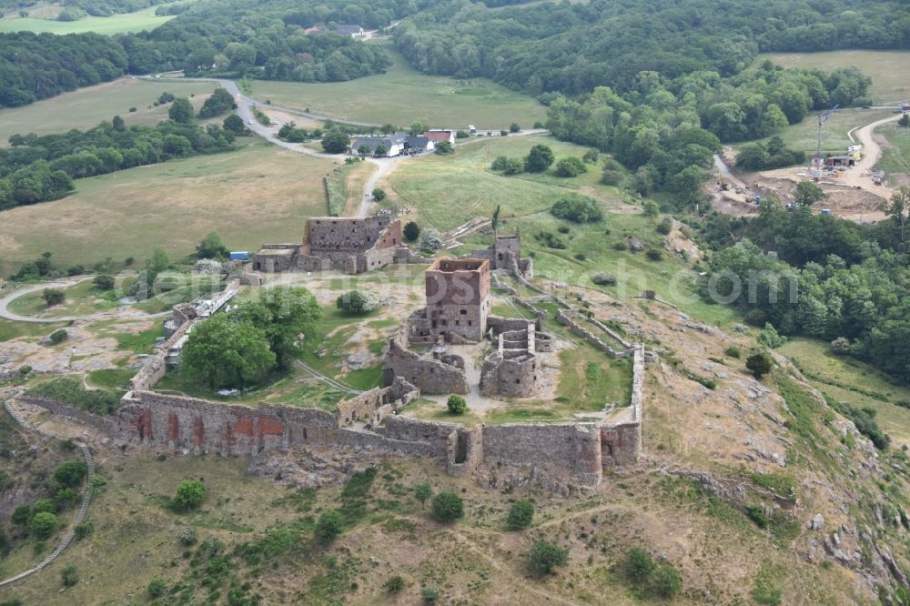 Aerial photograph Allinge - Ruins and vestiges of the former castle and fortress Hammerhus in Allinge in Region Hovedstaden, Denmark