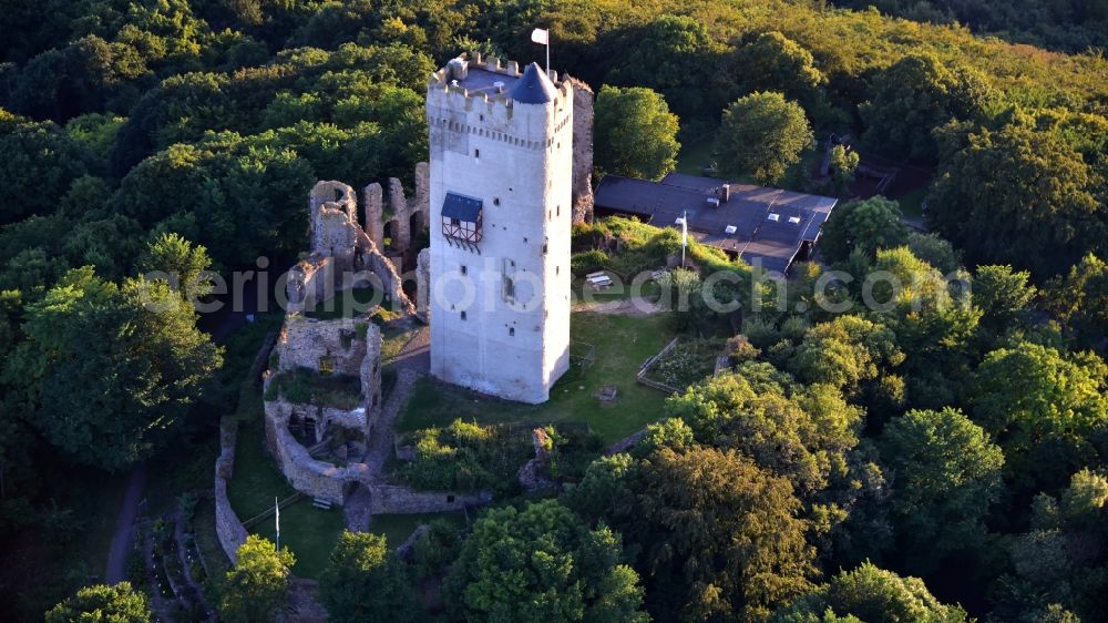 Niederdürenbach from the bird's eye view: Ruins and vestiges of the former castle and fortress Olbrueck in Niederduerenbach in the state Rhineland-Palatinate, Germany