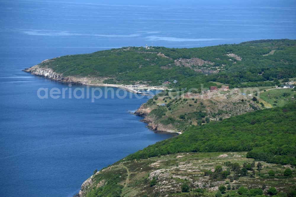 Aerial photograph Allinge - Ruins and vestiges of the former castle and fortress Bornholm Island in Allinge in Region Hovedstaden, Denmark