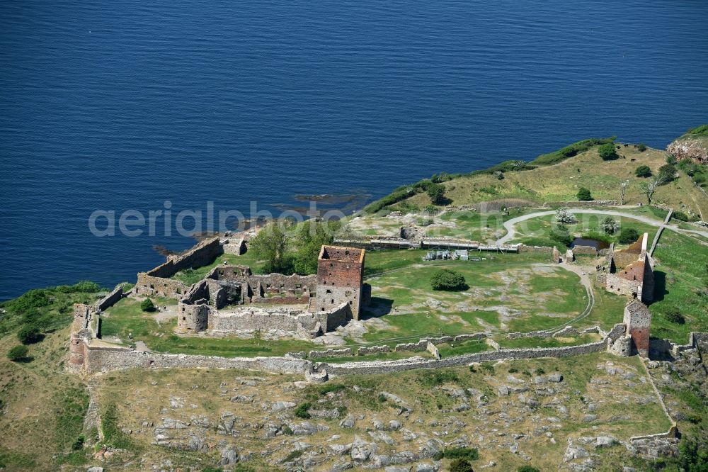 Aerial photograph Allinge - Ruins and vestiges of the former castle and fortress Bornholm Island in Allinge in Region Hovedstaden, Denmark