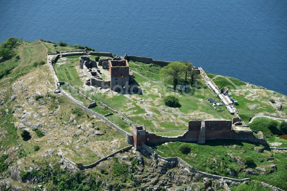 Aerial photograph Allinge - Ruins and vestiges of the former castle and fortress Bornholm Island in Allinge in Region Hovedstaden, Denmark