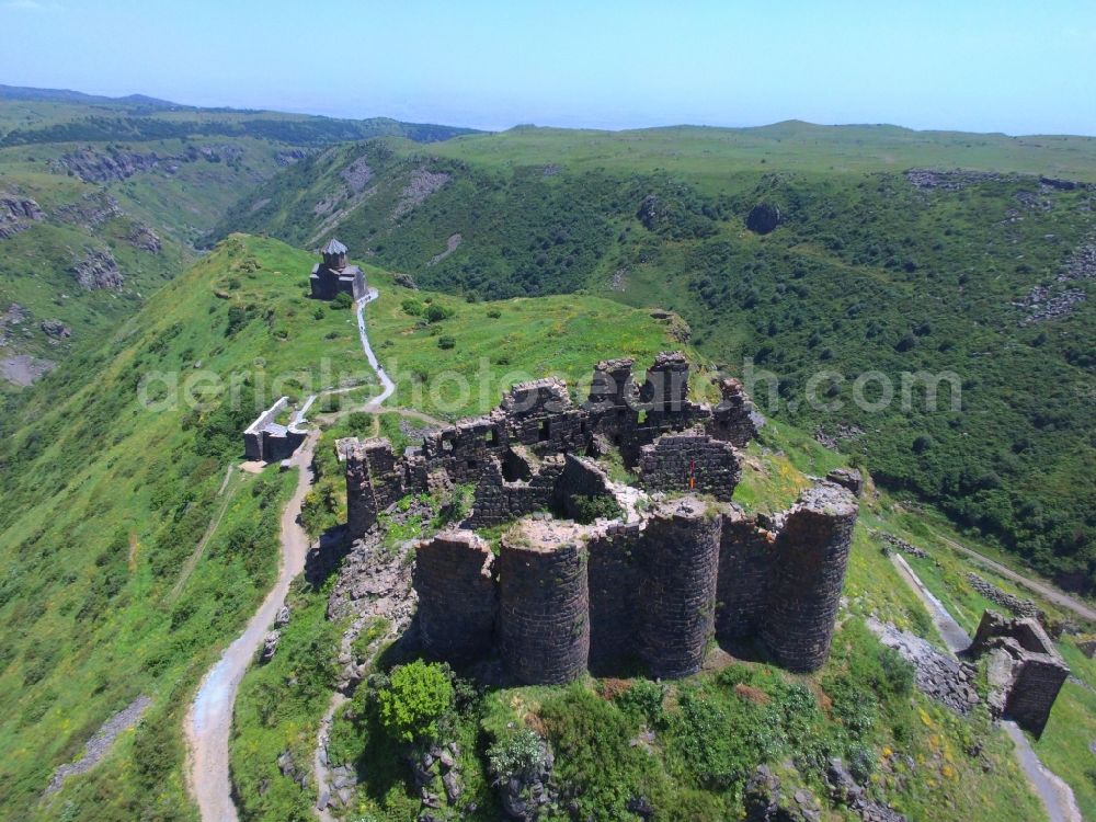 Amberd from above - Ruins and vestiges of the former castle and fortress Amberd in Amberd in Aragatsotn Province, Armenia